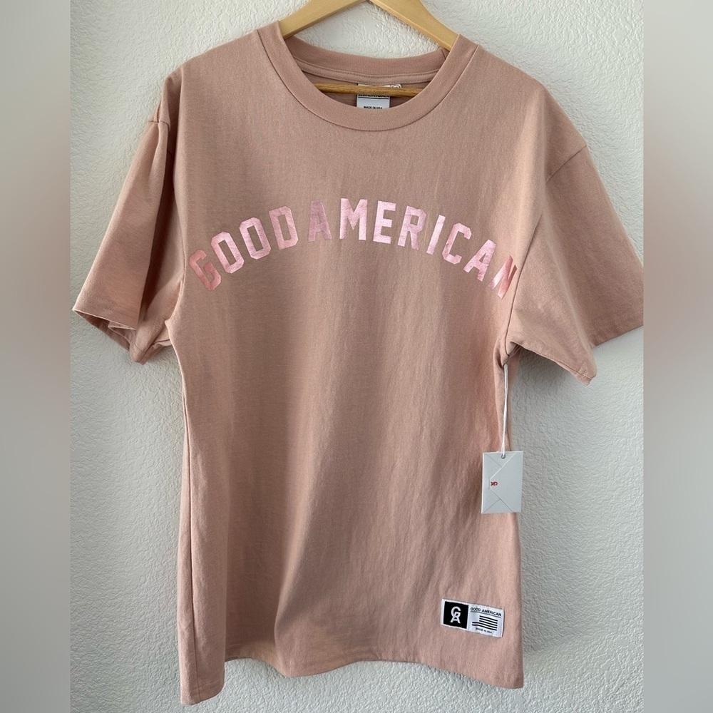 GOOD American Rose Gold T-Shirt Size Extra Small Small Size 1